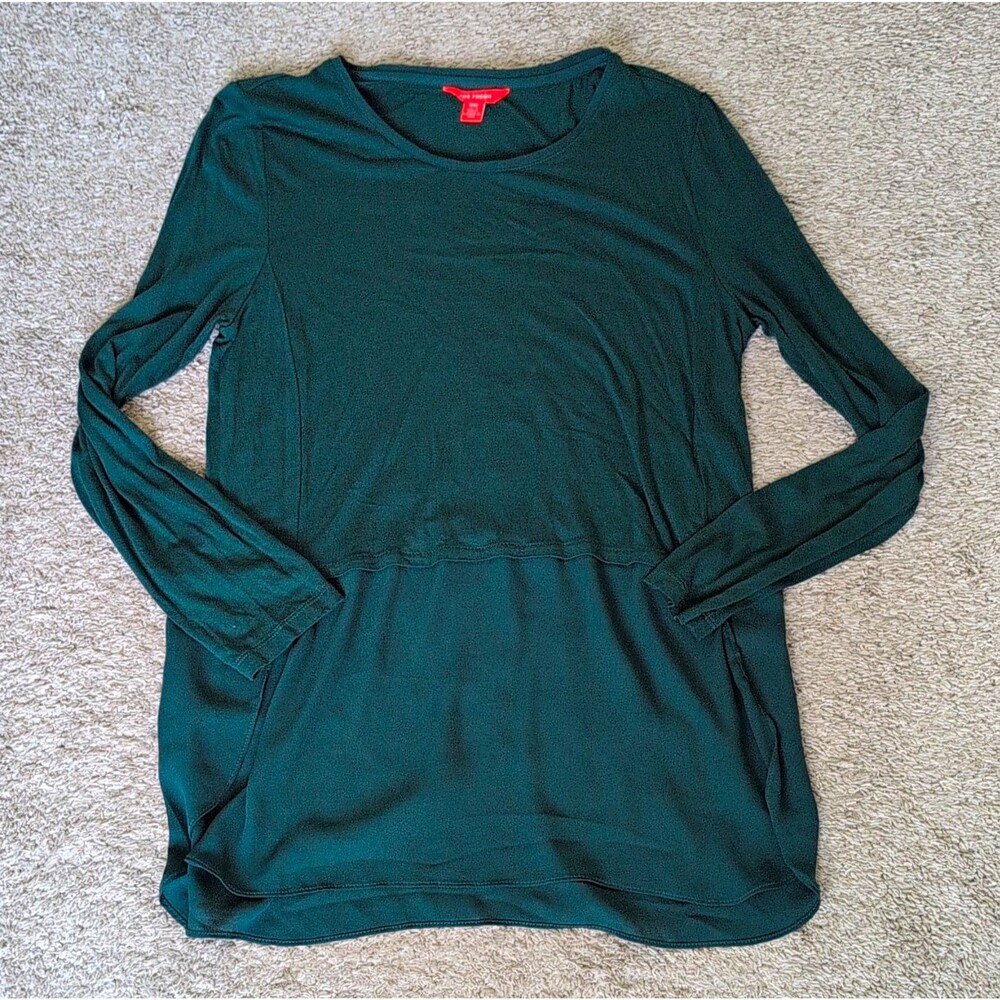 Joe Fresh Solid Green Scoop Neck Long Sleeve Pullover Women’s Top Size M